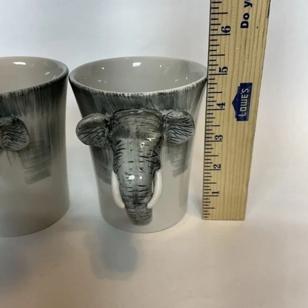 NWOB Pier‎ 1 Imports Hand Painted Figural Elephant Coffee Mug Cup 3D 5